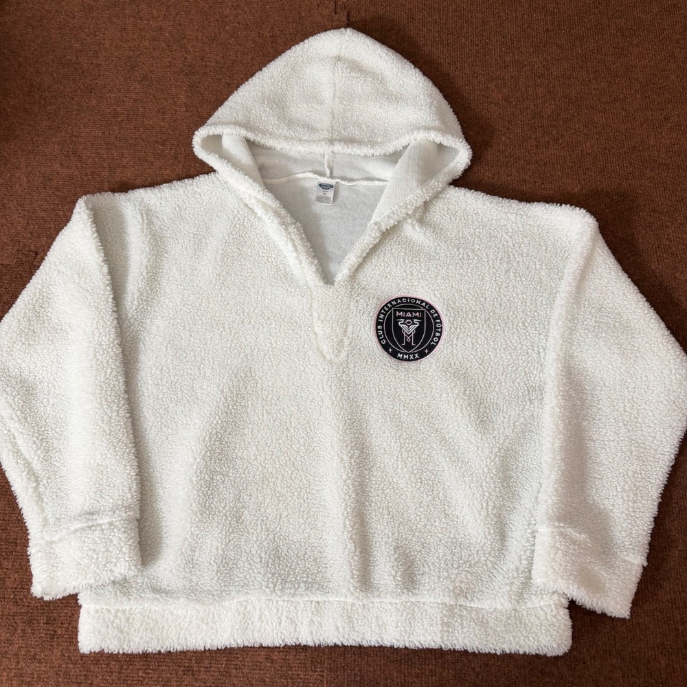 Concepts Sport Inter Miami CF Sherpa Fleece Hoodie White XL MLS Soccer Pullover